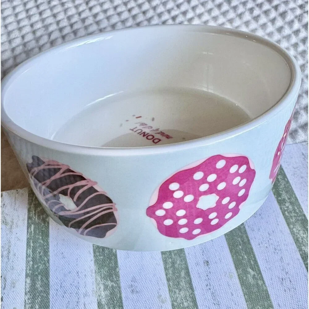 New Fringe Brand “Donut Mind If I Do” Ceramic Dog or Cat Food / Water Bowl - 6”